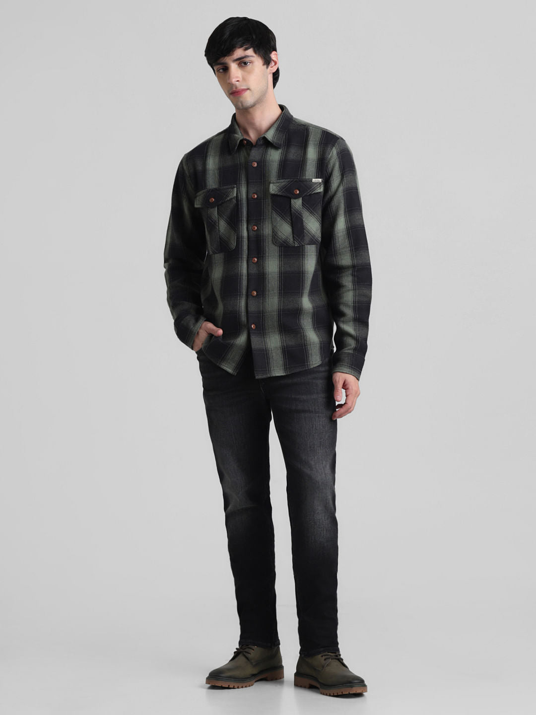 Green Check Oversized Shirt