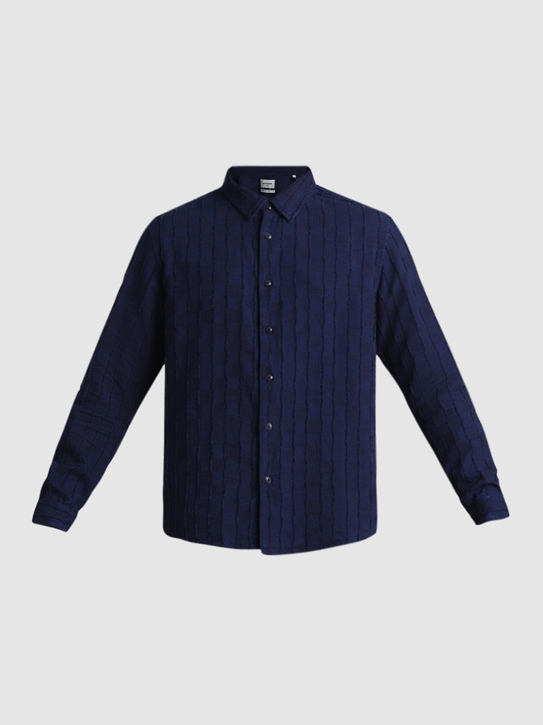 Dark Blue Jacquard Oversized Shirt