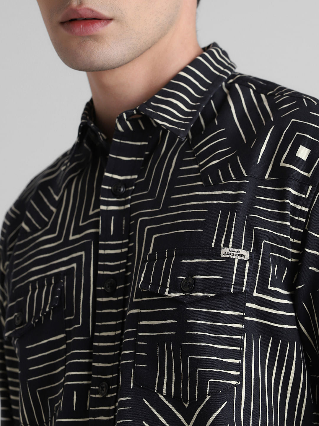 Black Printed Full Sleeves Shirt