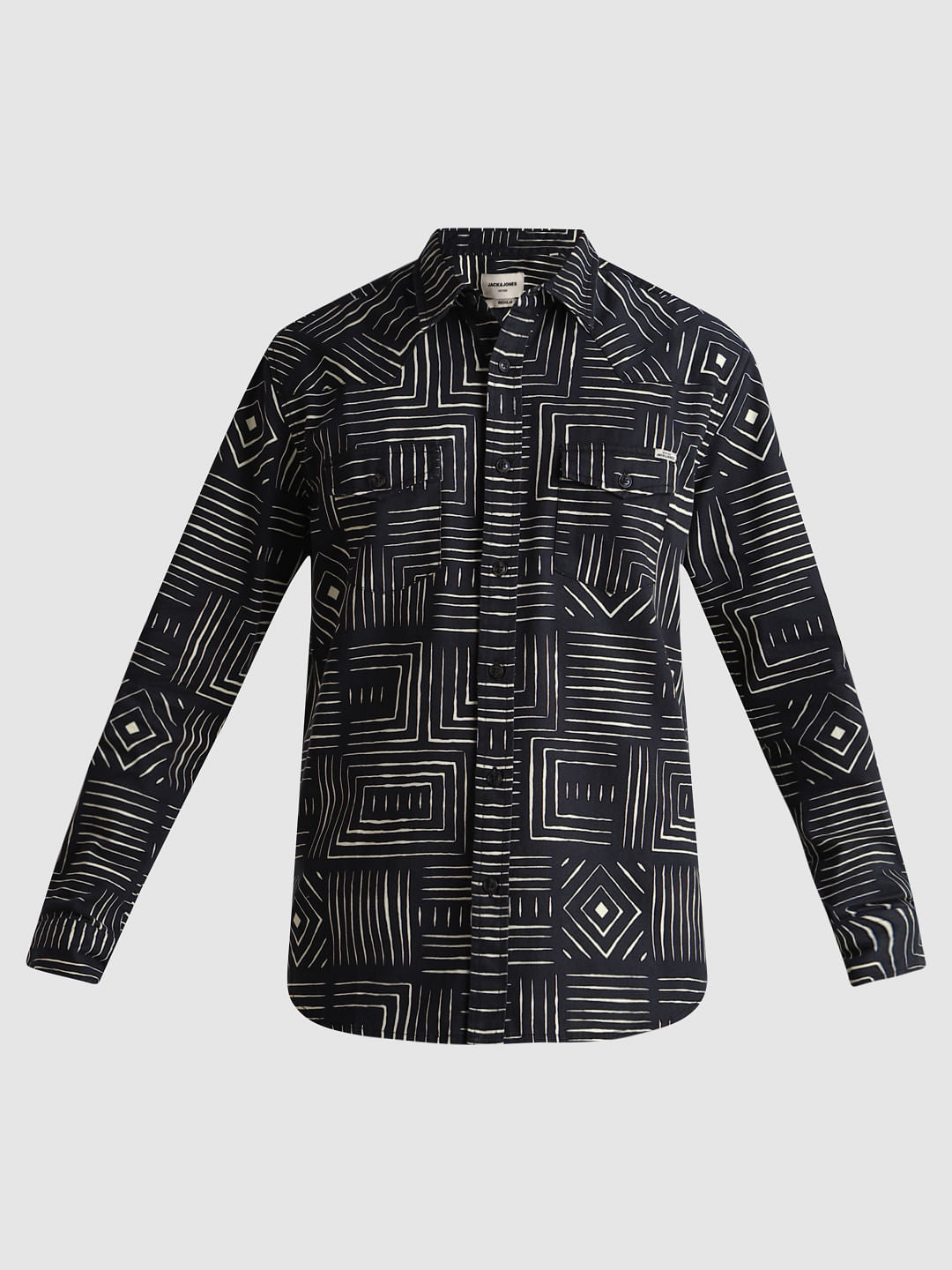 Black Printed Full Sleeves Shirt