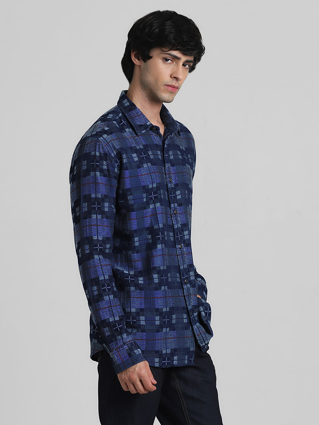 Blue Check Indigo Dyed Shirt