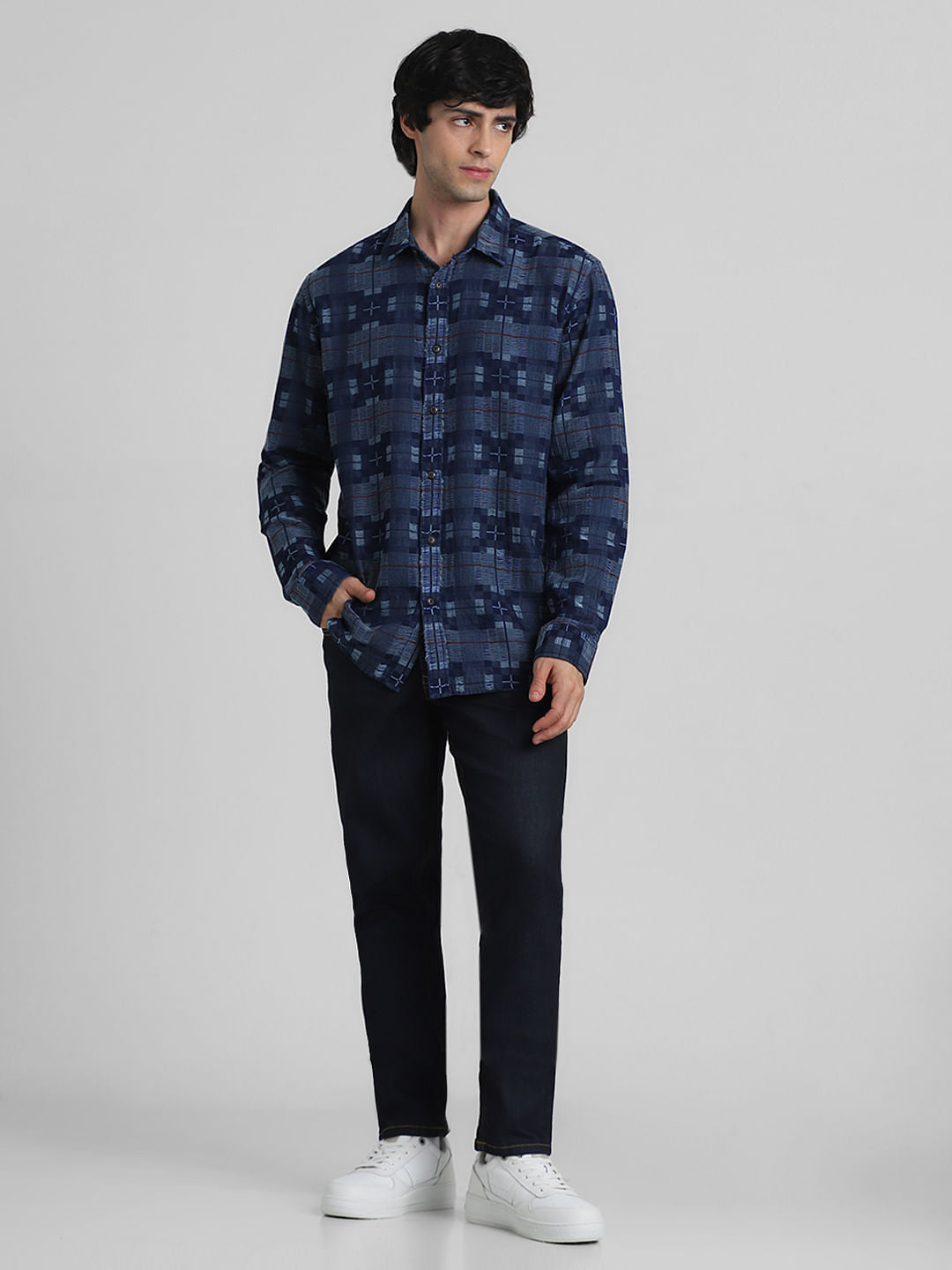 Blue Check Indigo Dyed Shirt