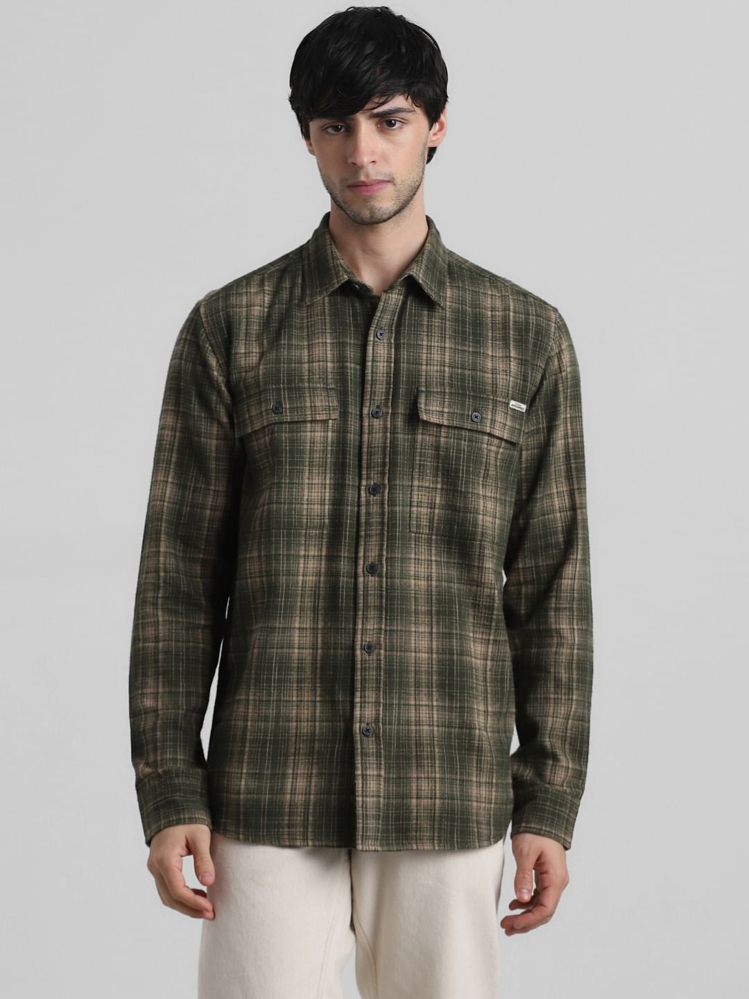 Green Check Print Full Sleeves Shirt