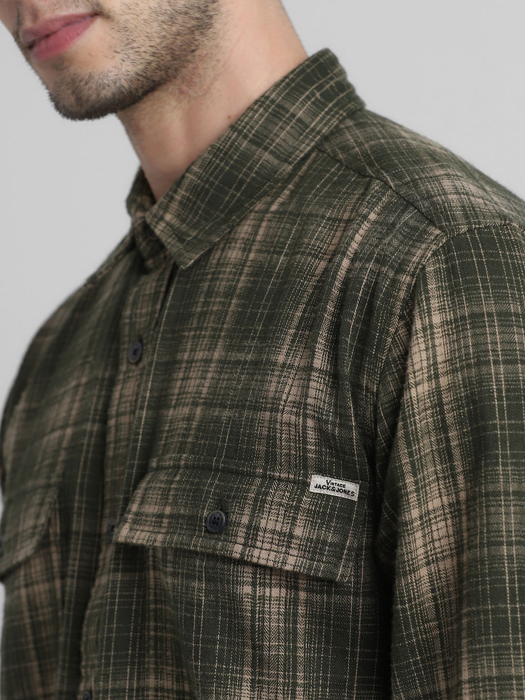 Green Check Print Full Sleeves Shirt