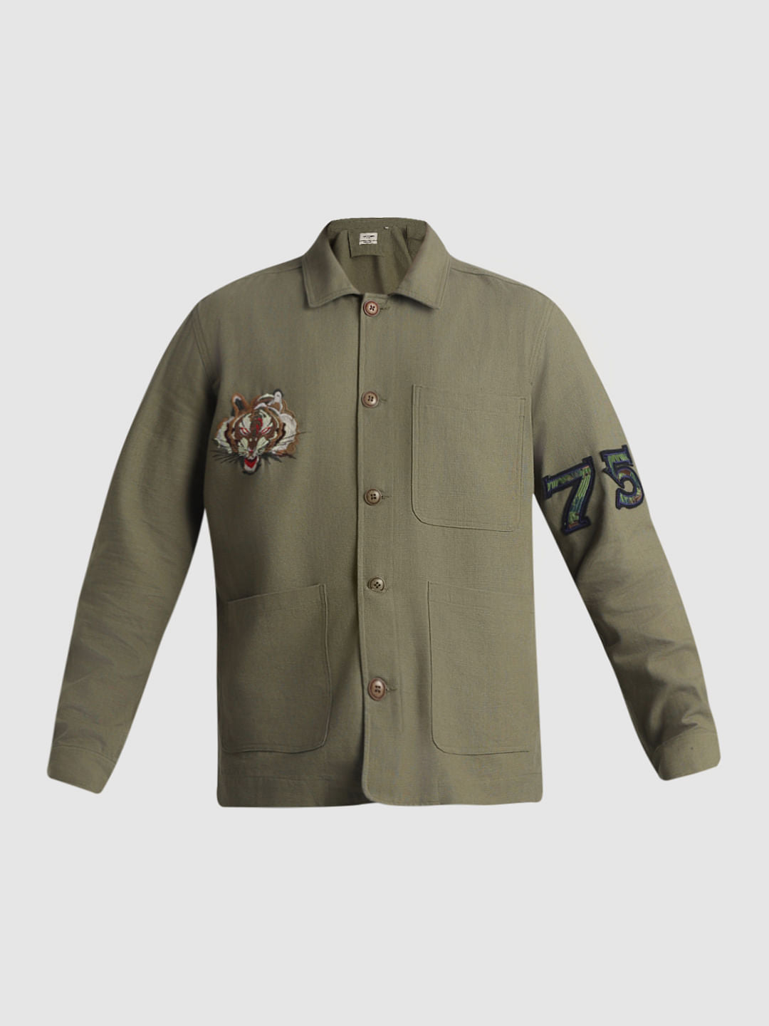 Green Printed Oversized Shirt