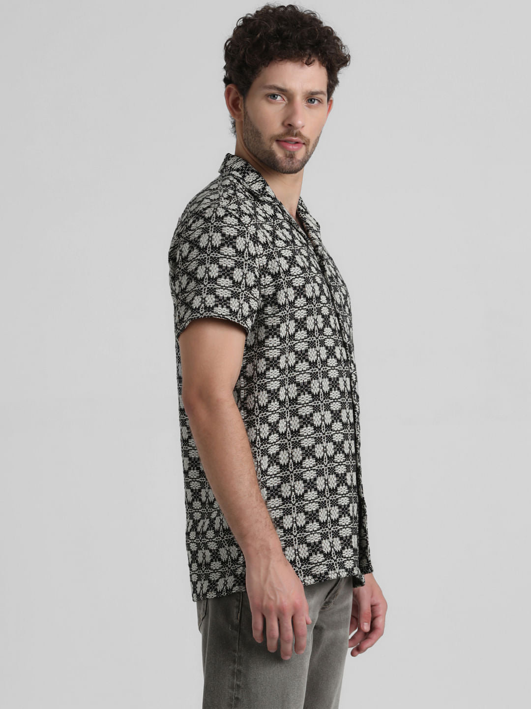 Black Printed Jacquard Shirt