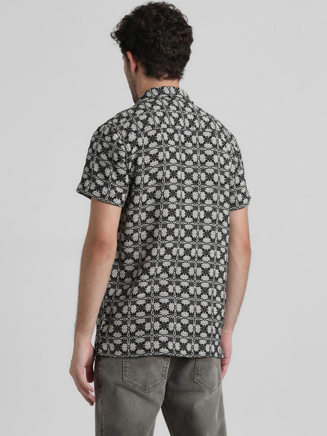 Black Printed Jacquard Shirt