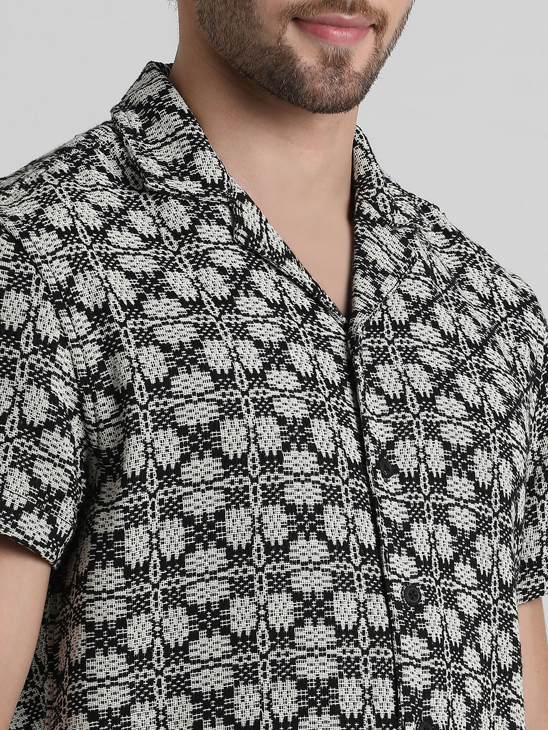 Black Printed Jacquard Shirt