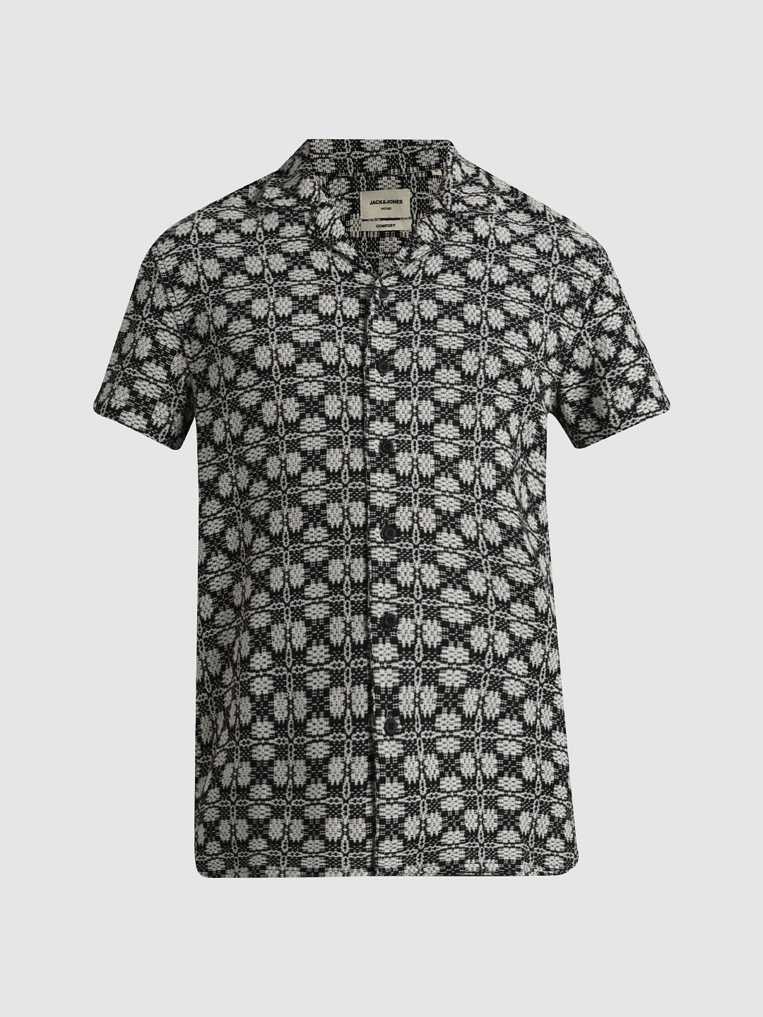 Black Printed Jacquard Shirt