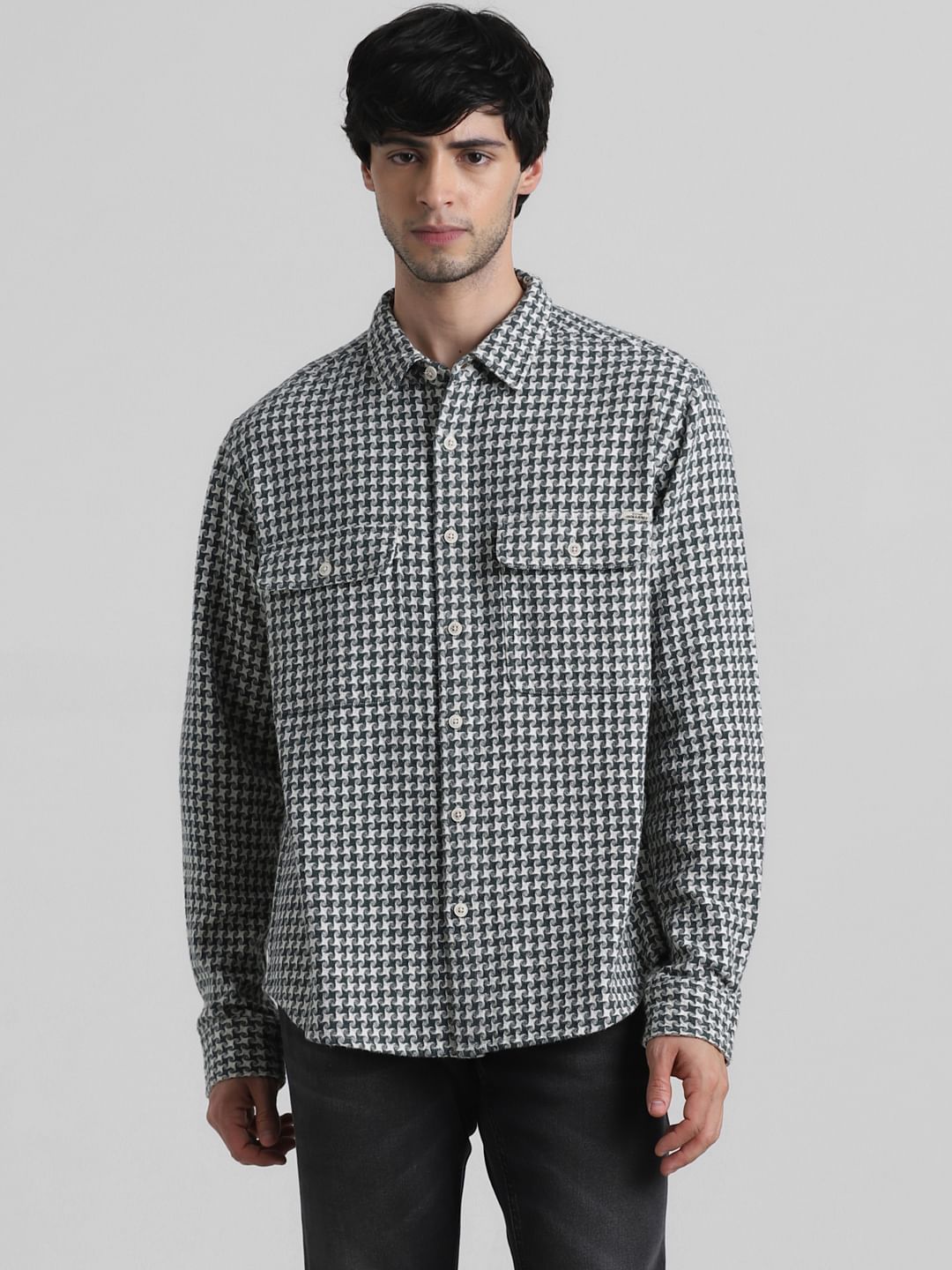 Green Check Oversized Cotton Shirt