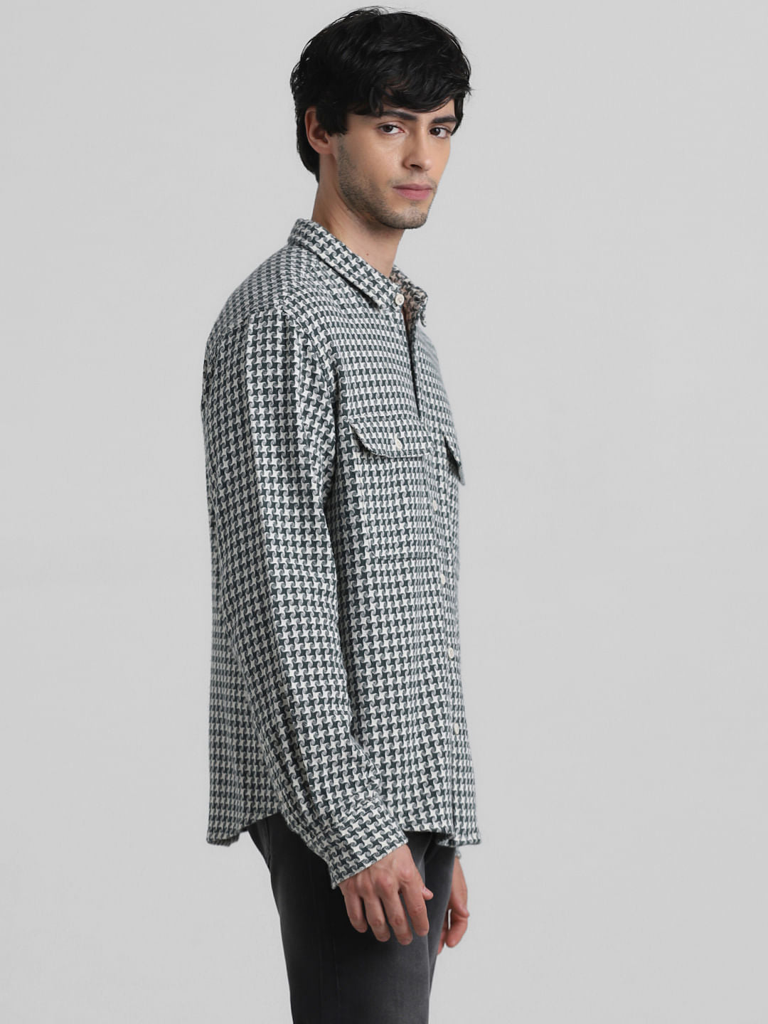 Green Check Oversized Cotton Shirt