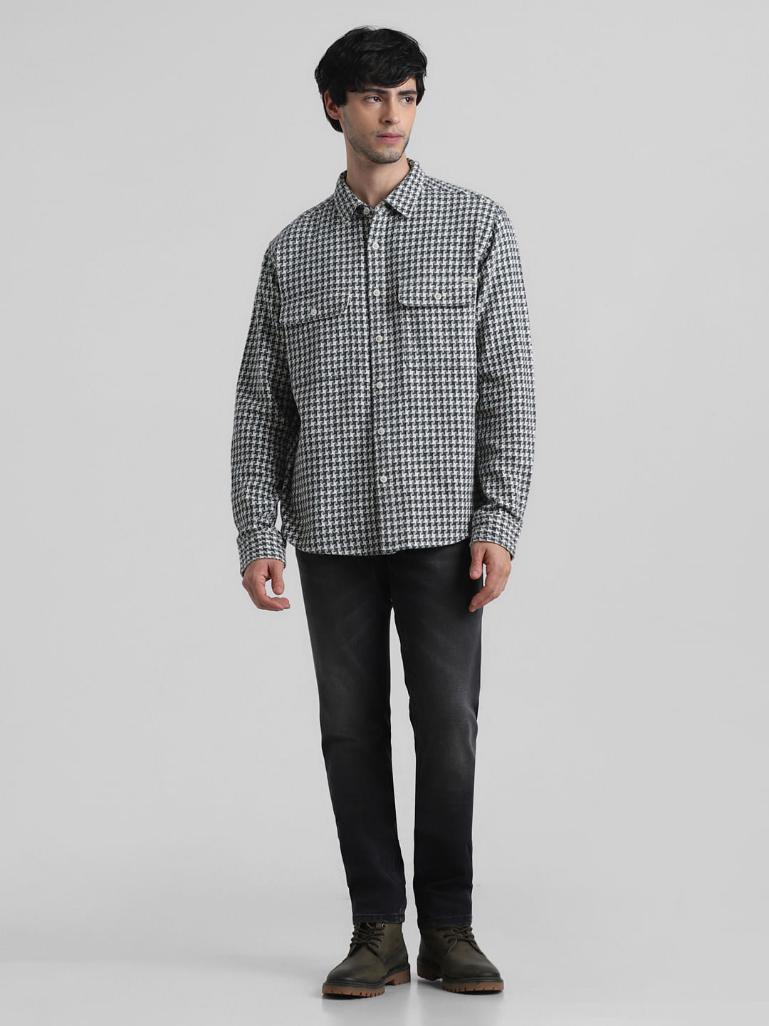 Green Check Oversized Cotton Shirt