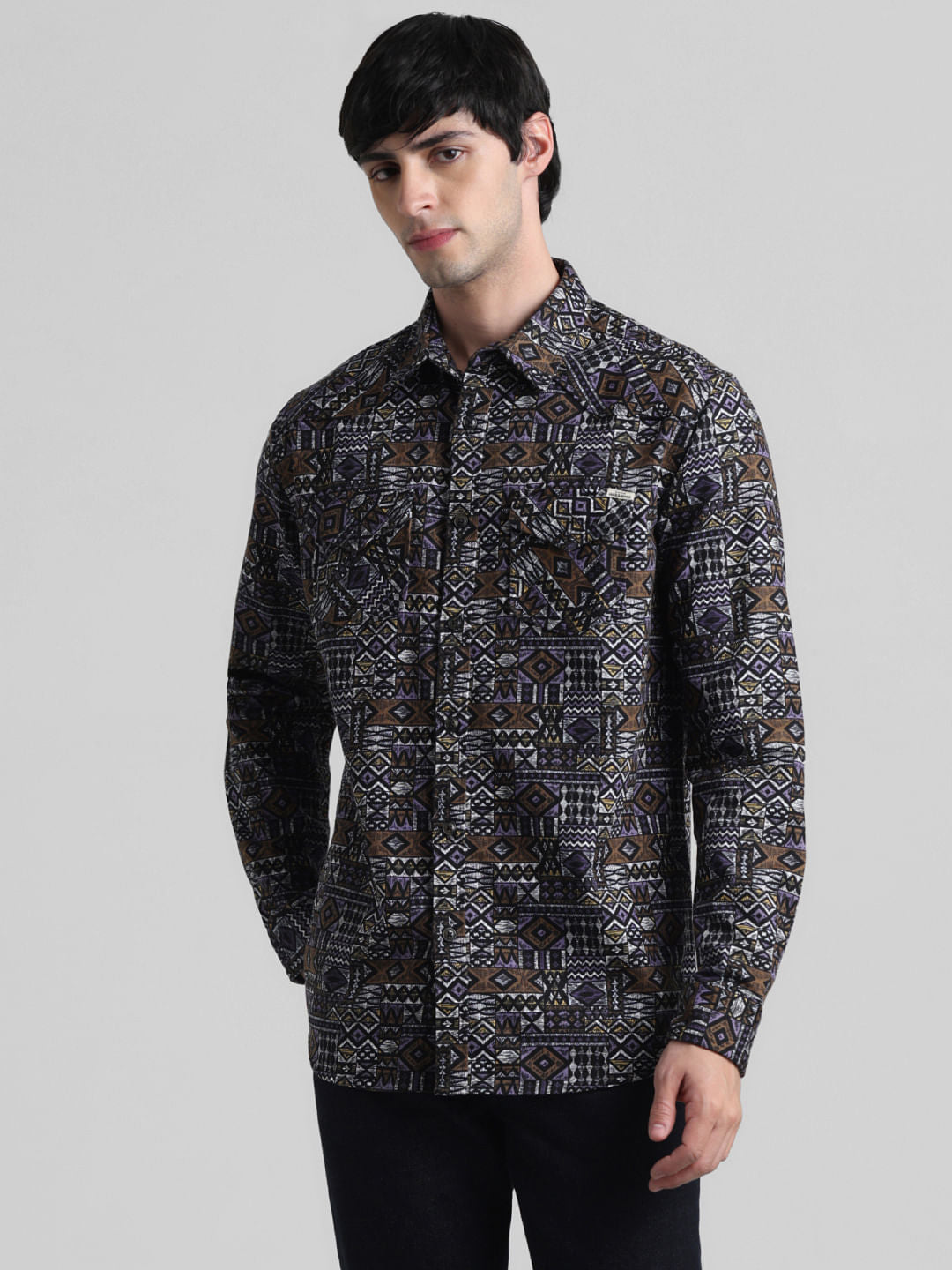 Green Abstract Print Full Sleeves Shirt