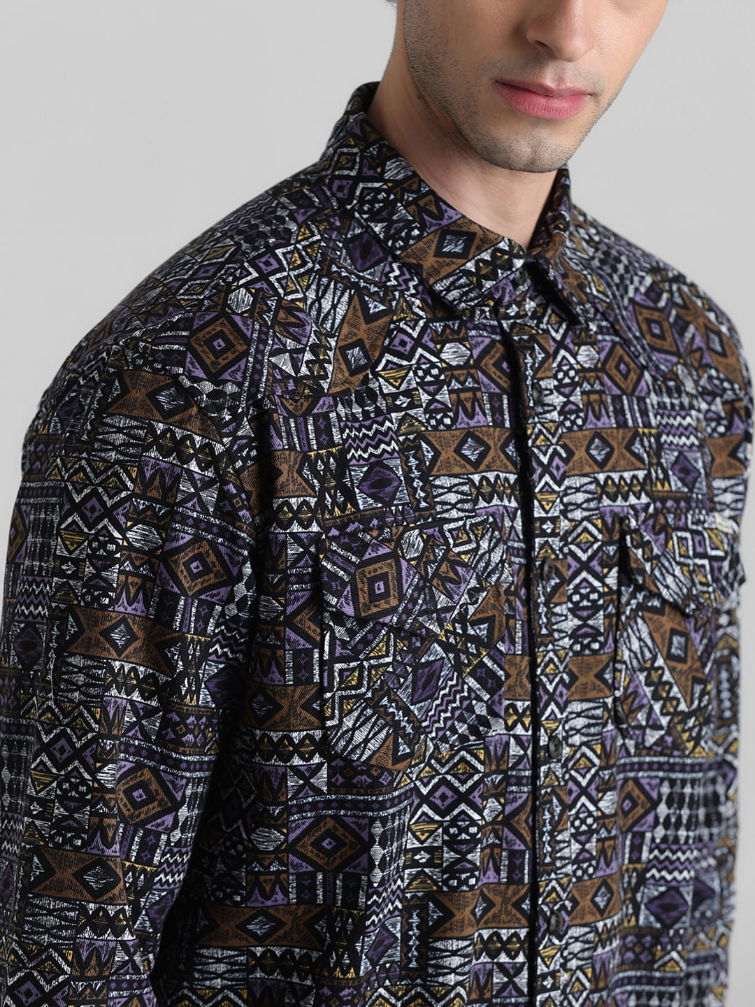 Green Abstract Print Full Sleeves Shirt