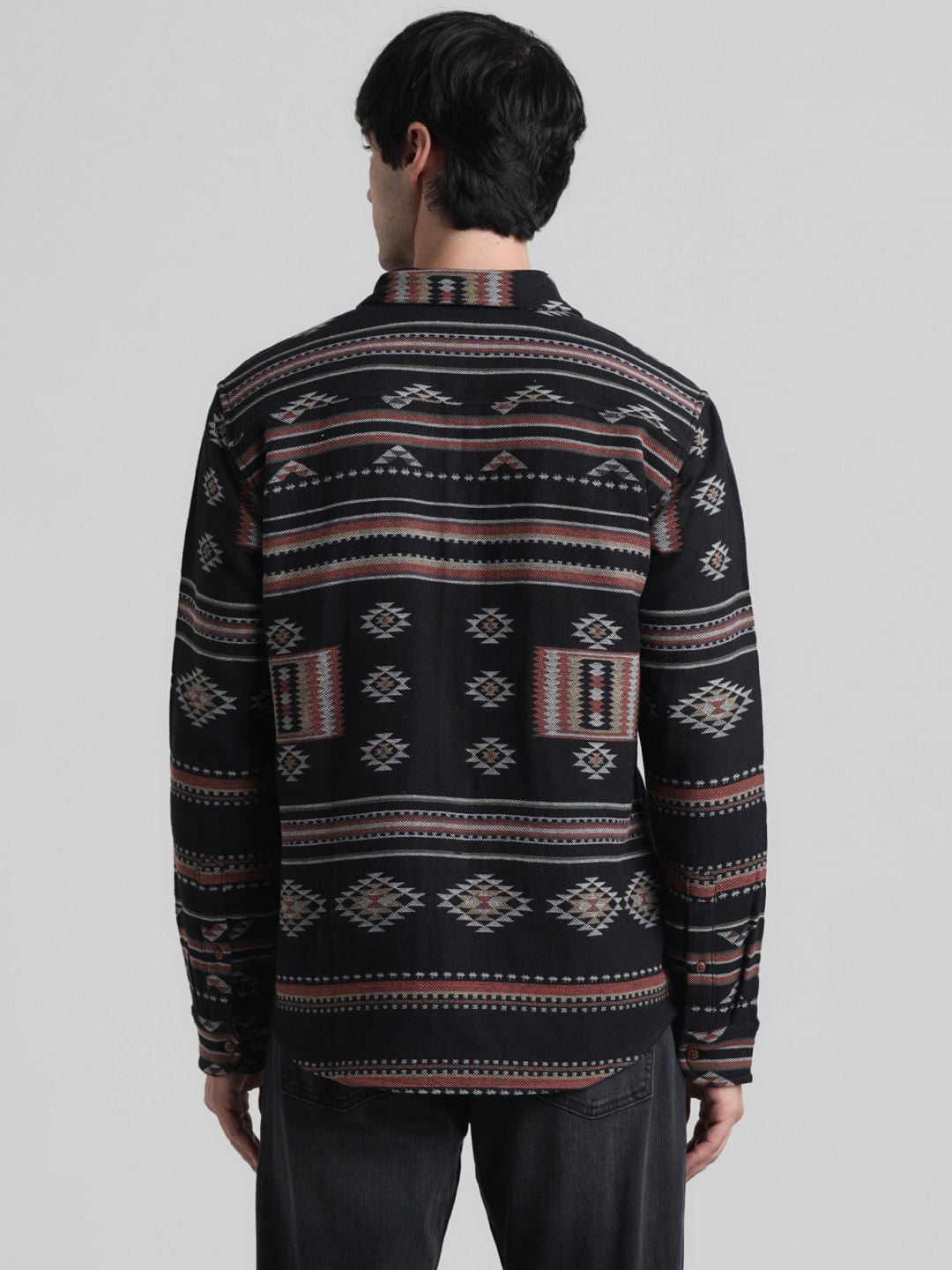 Black Abstract Print Jacquard Shirt