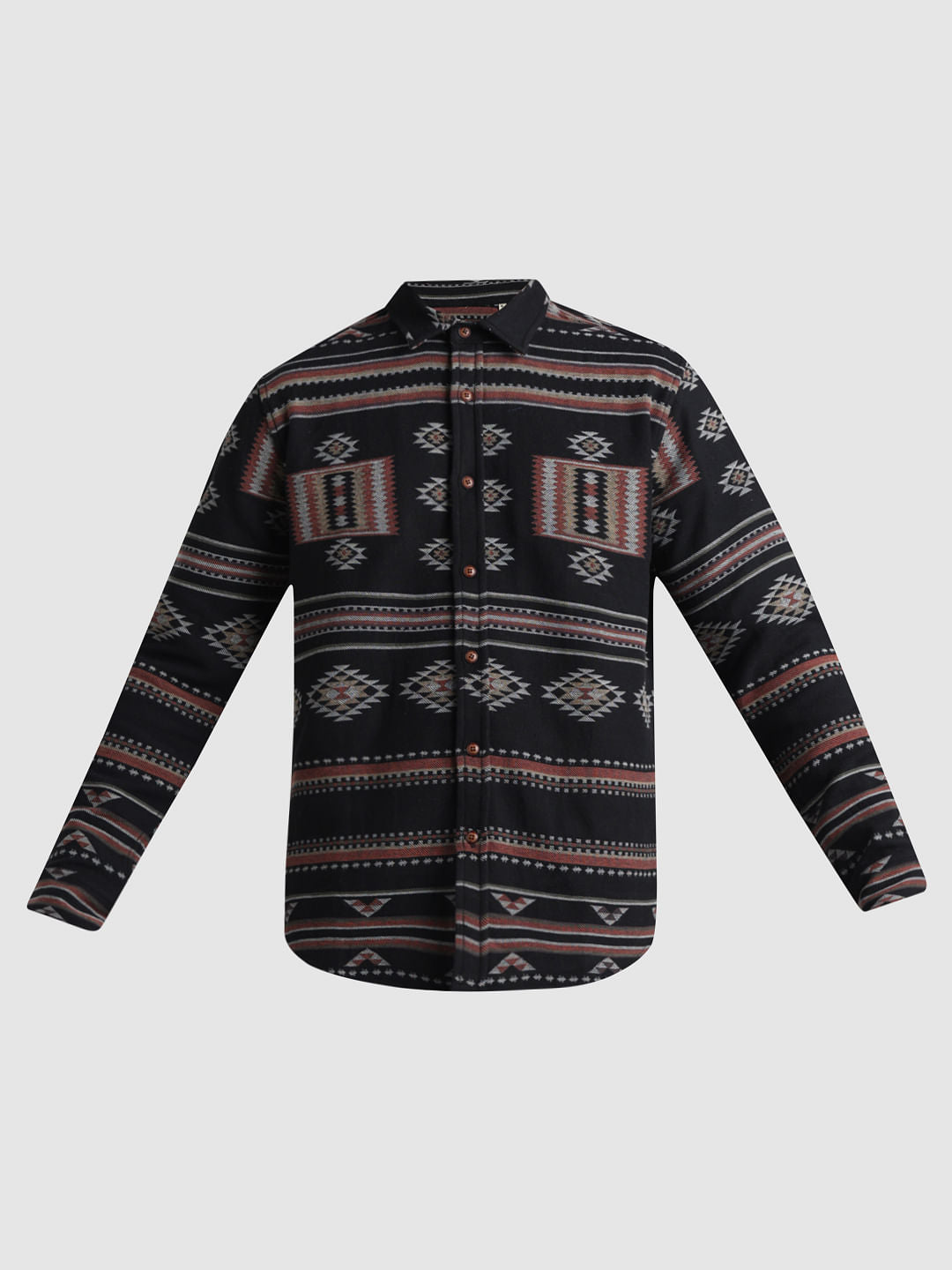 Black Abstract Print Jacquard Shirt