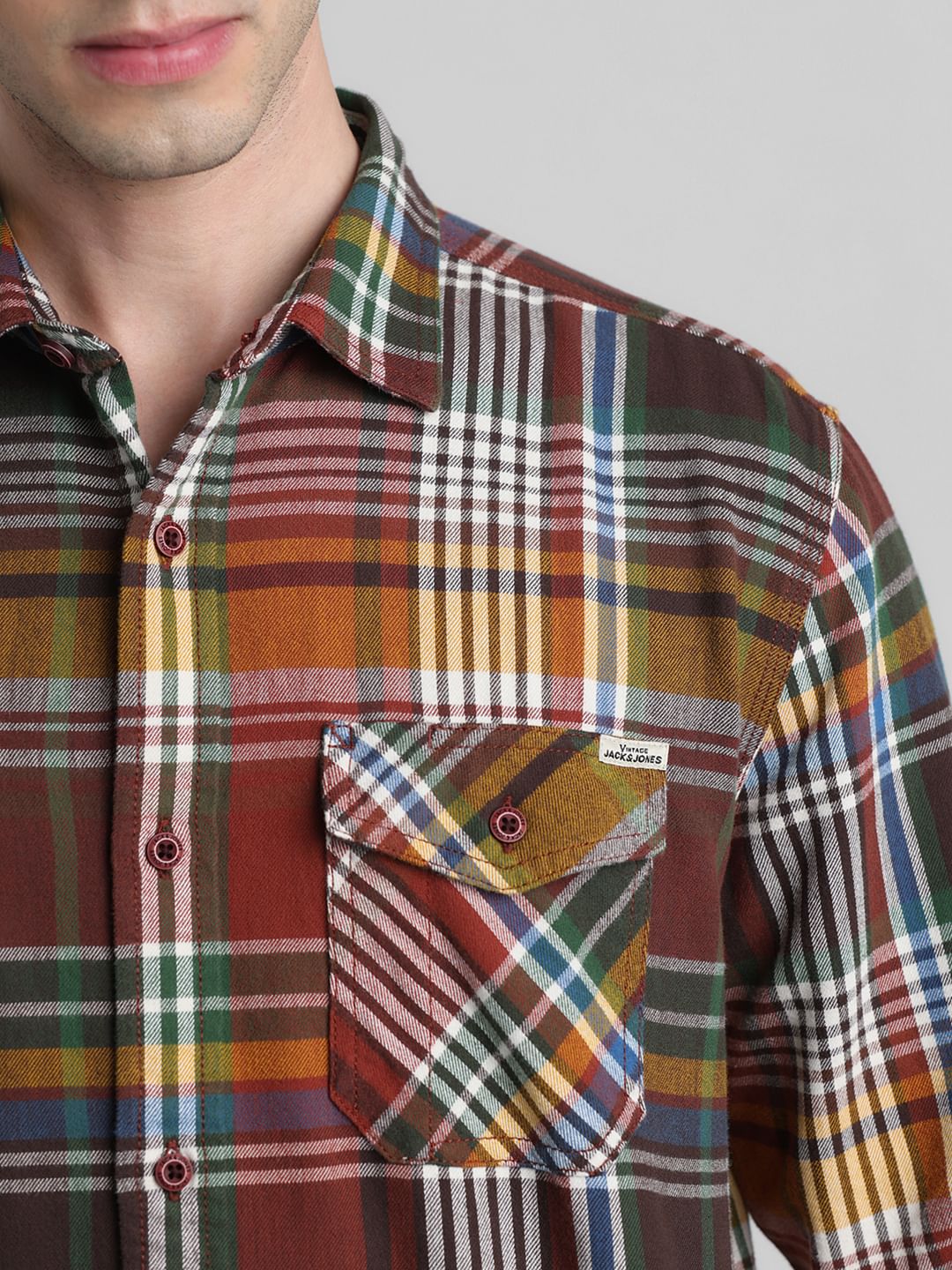 Brown Check Full Sleeves Shirt