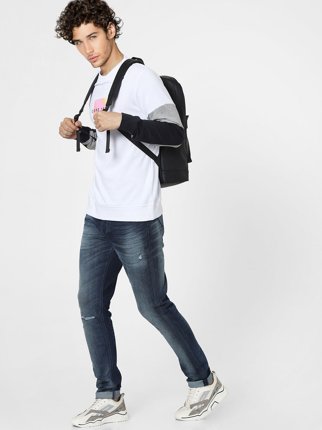 White Colourblocked Sweatshirt