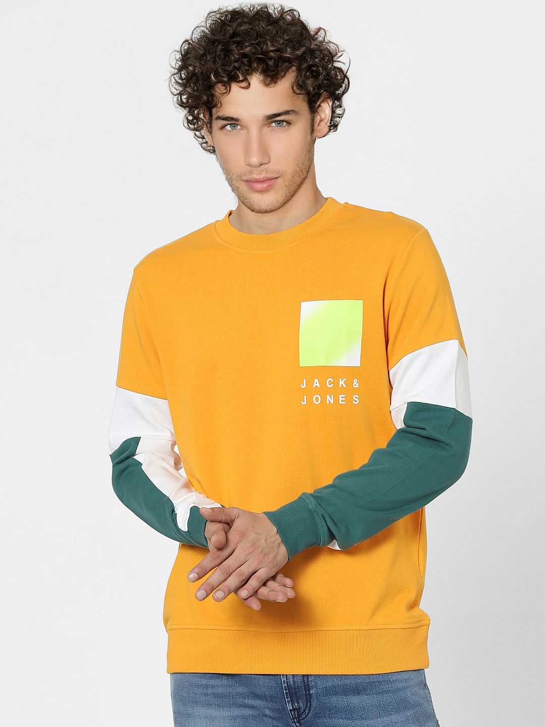 Orange Colourblocked Sweatshirt