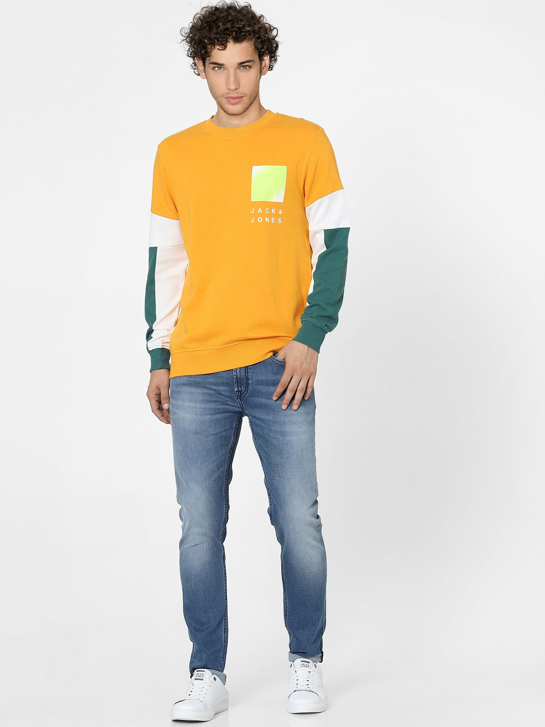 Orange Colourblocked Sweatshirt