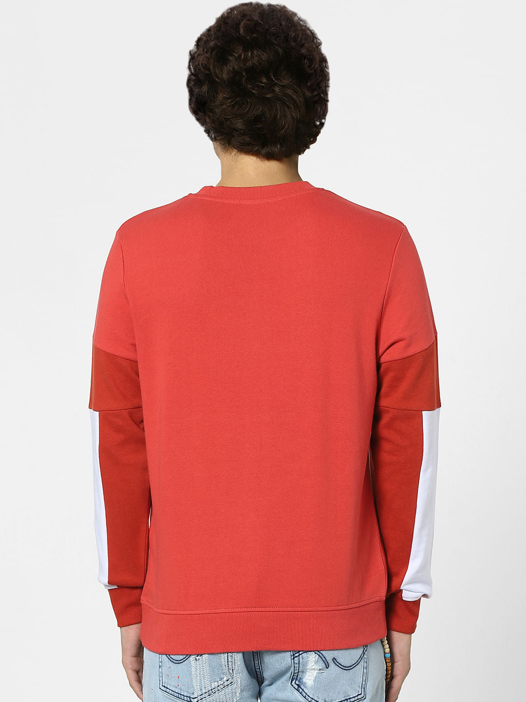 Red Colourblocked Sweatshirt