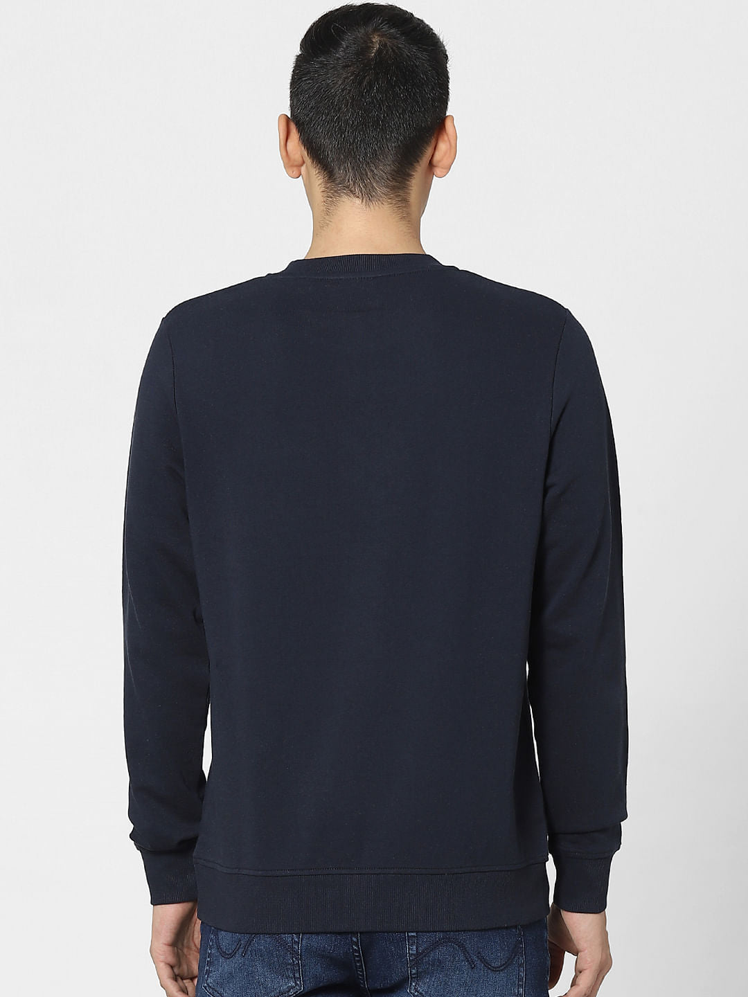 Navy Blue Graphic Print Sweatshirt