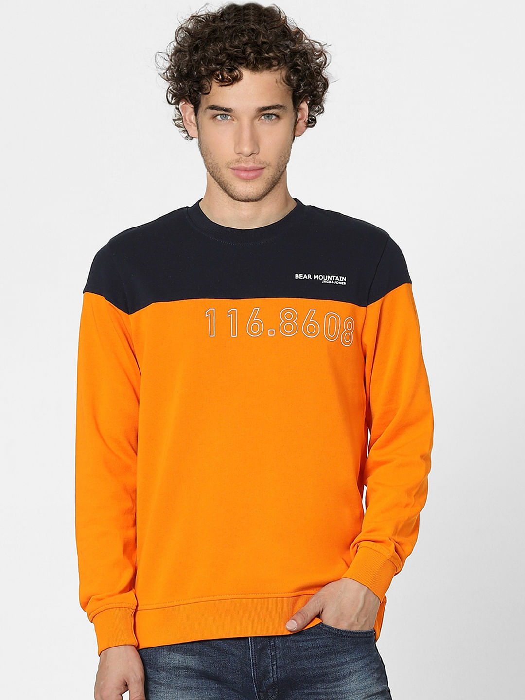 Orange Colourblocked Sweatshirt