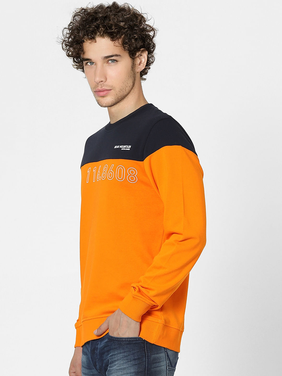 Orange Colourblocked Sweatshirt