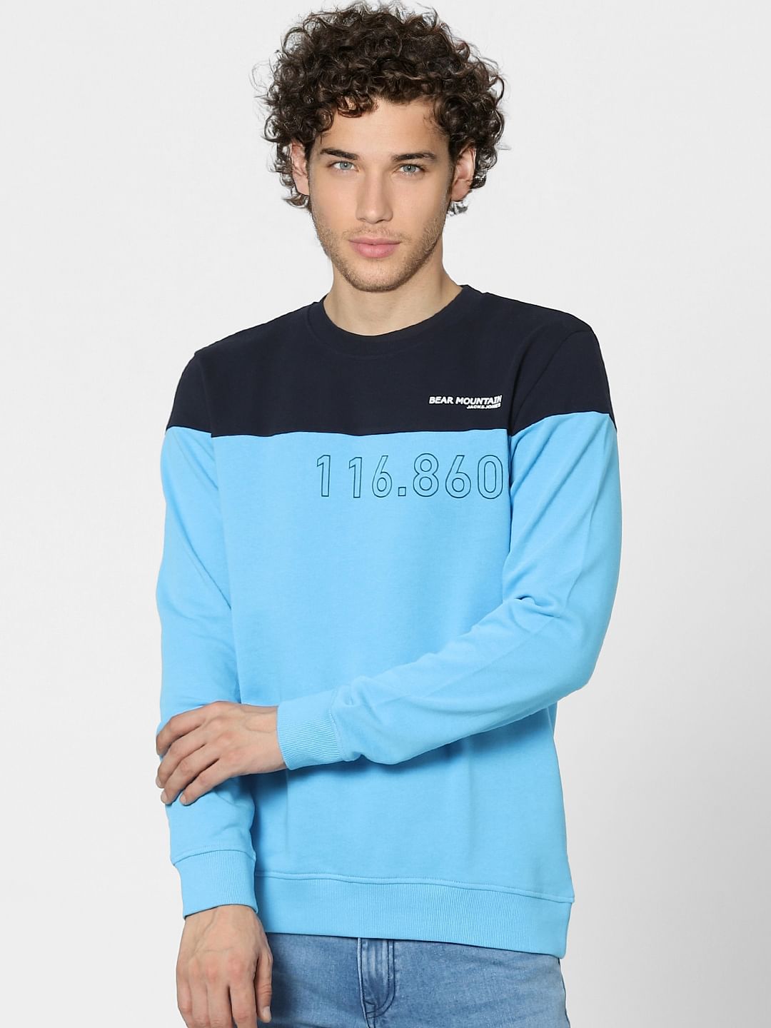 Blue Colourblocked Sweatshirt