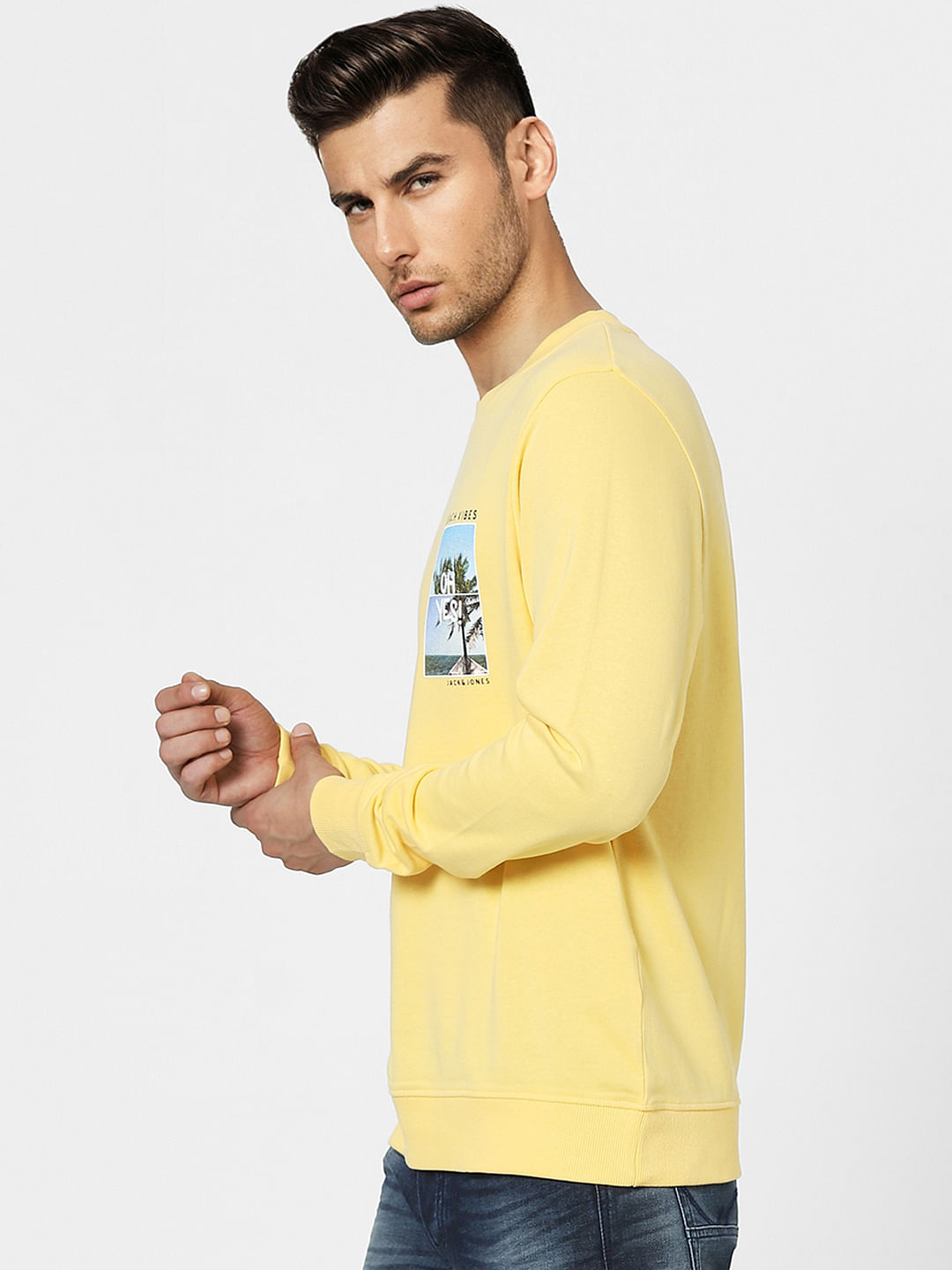Yellow Graphic Print Sweatshirt