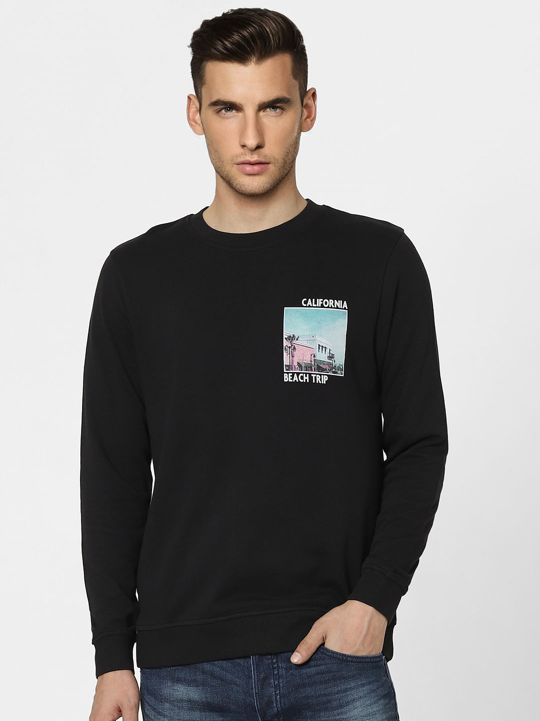 Black Graphic Print Sweatshirt