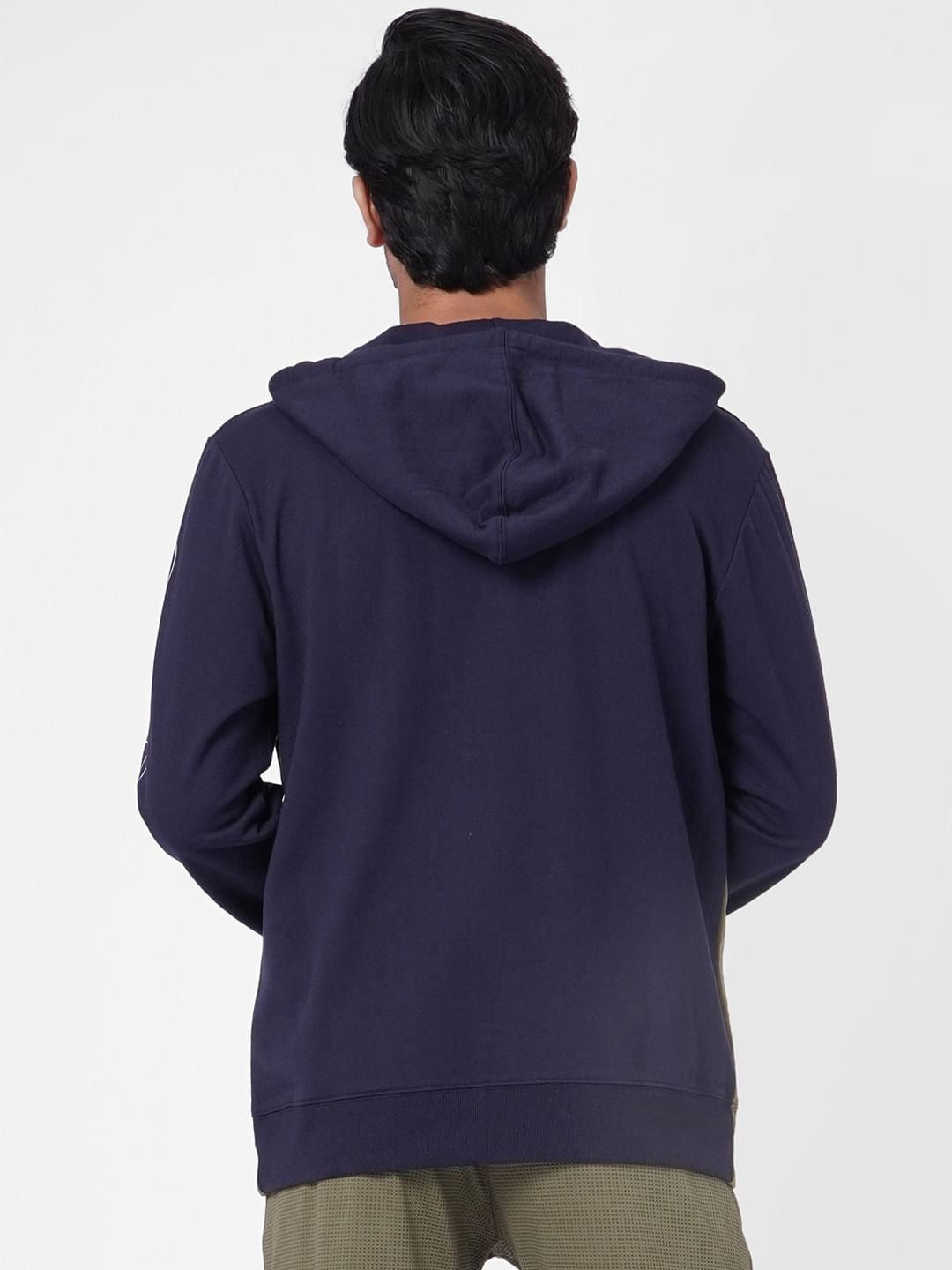 Green Colourblocked Hooded Sweatshirt