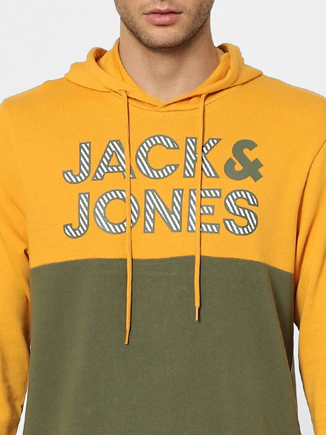 Orange Colourblocked Hooded Sweatshirt