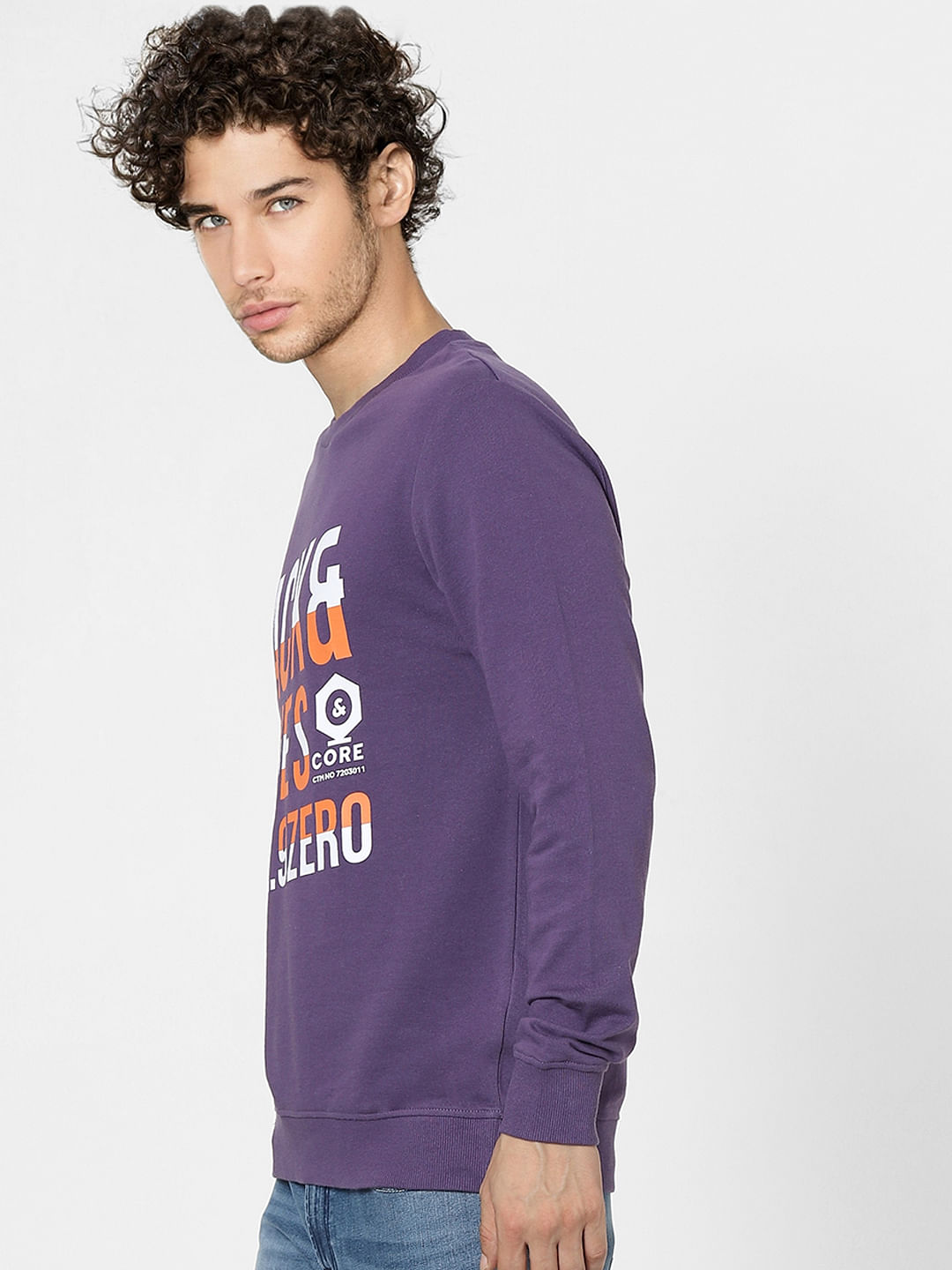 Purple Graphic Print Sweatshirt