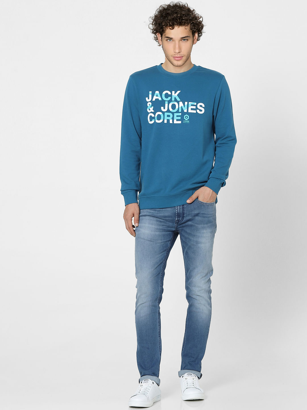 Blue Graphic Print Sweatshirt