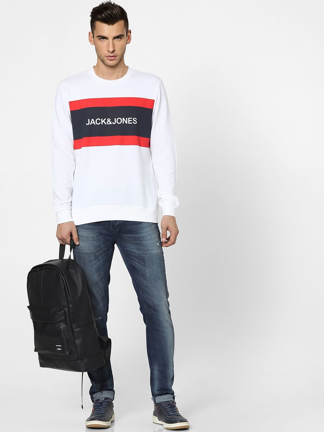 White Logo Print Sweatshirt