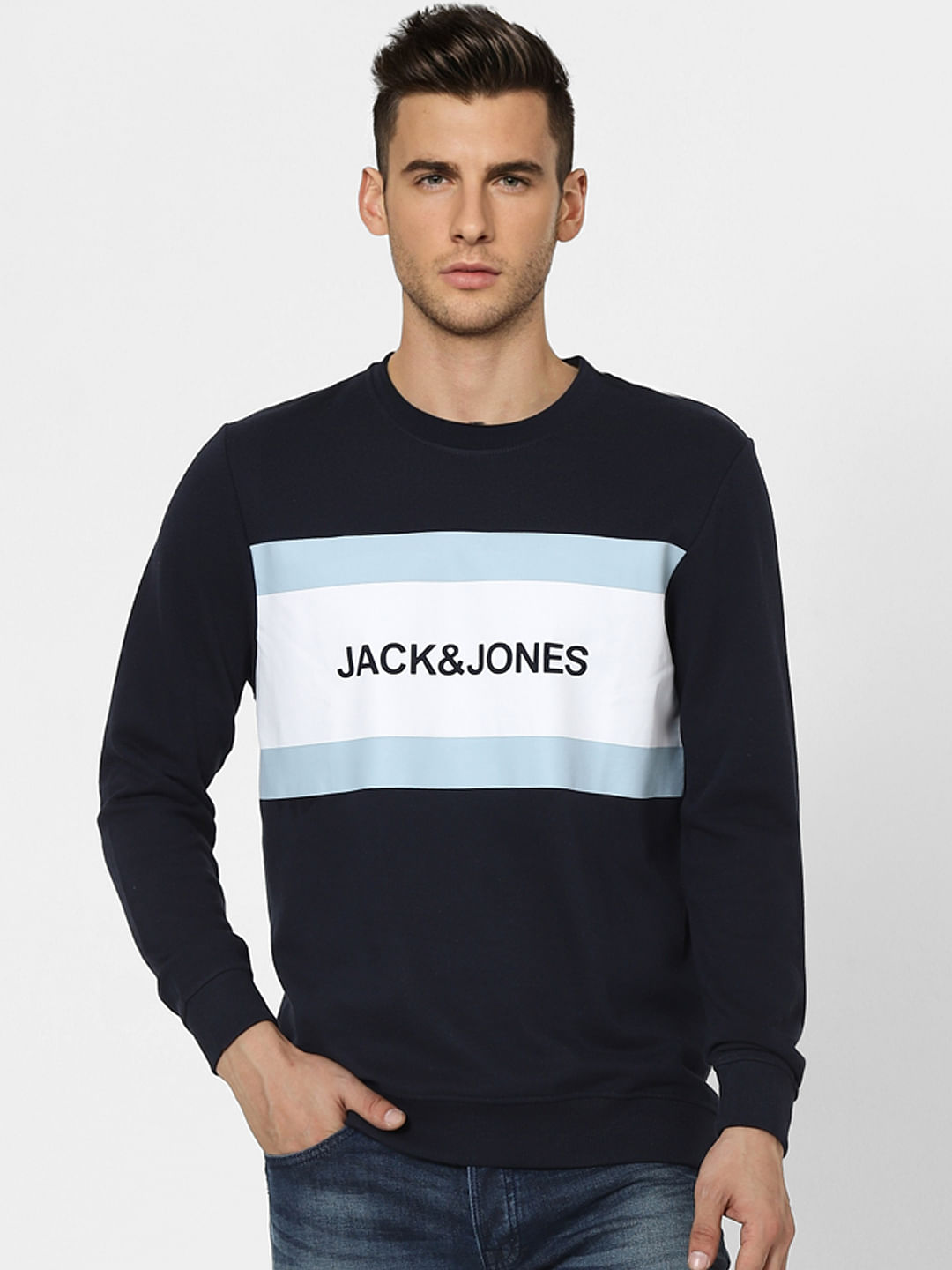 Blue Logo Print Sweatshirt