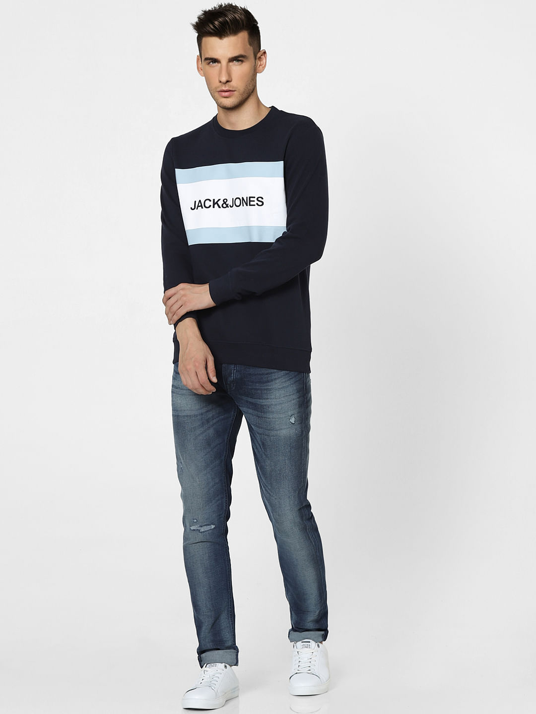 Blue Logo Print Sweatshirt