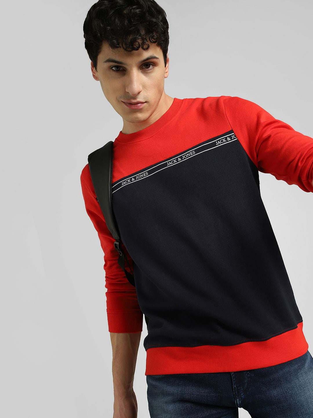 Red Colourblocked Sweatshirt