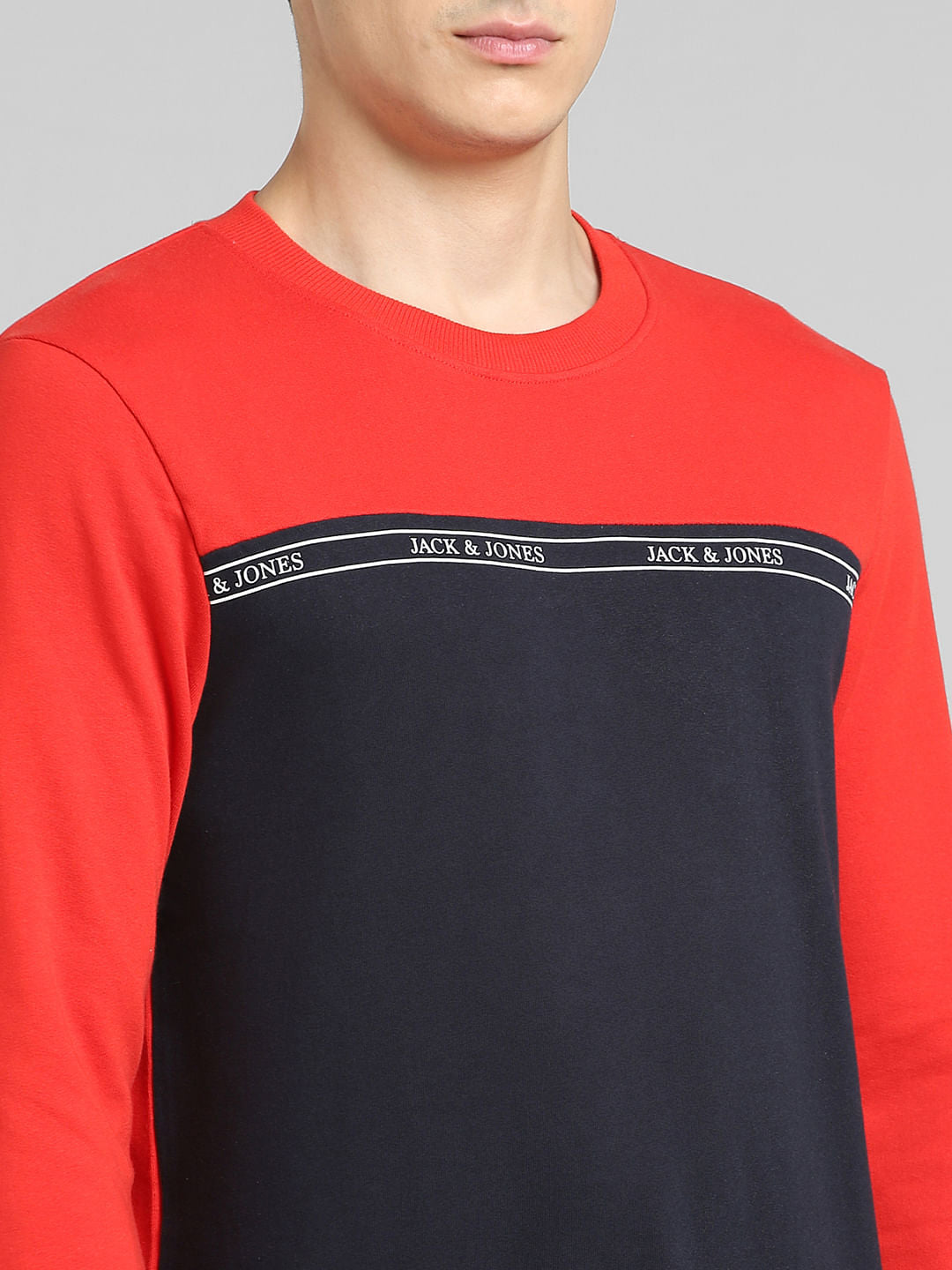 Red Colourblocked Sweatshirt