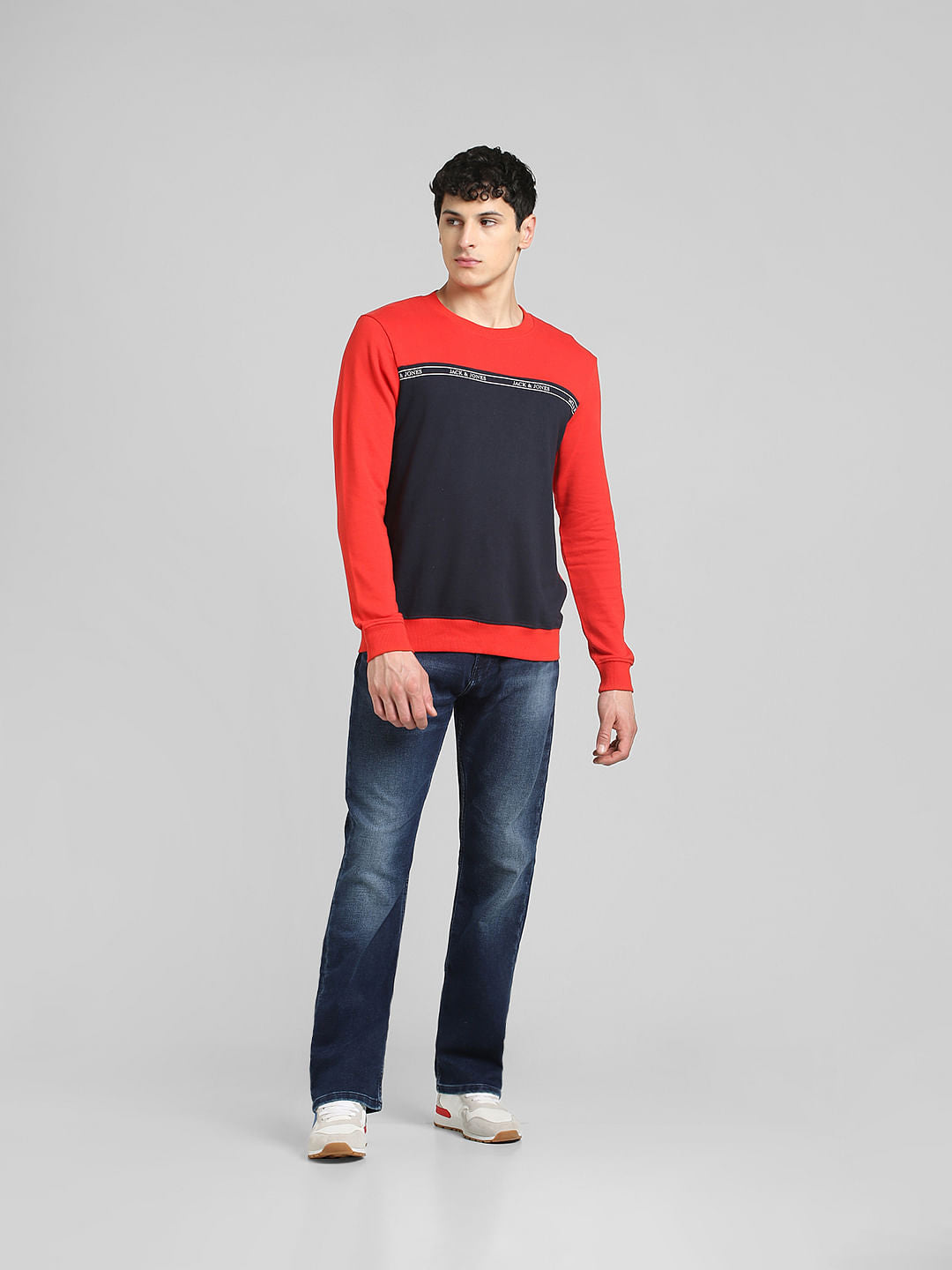 Red Colourblocked Sweatshirt