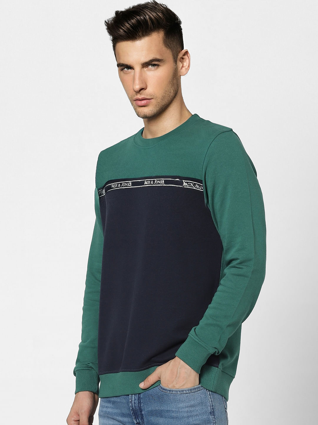 Green Colourblocked Sweatshirt