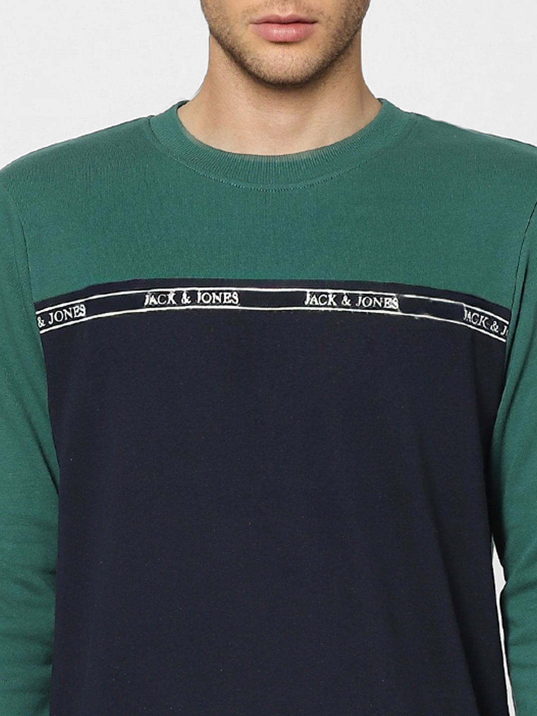 Green Colourblocked Sweatshirt