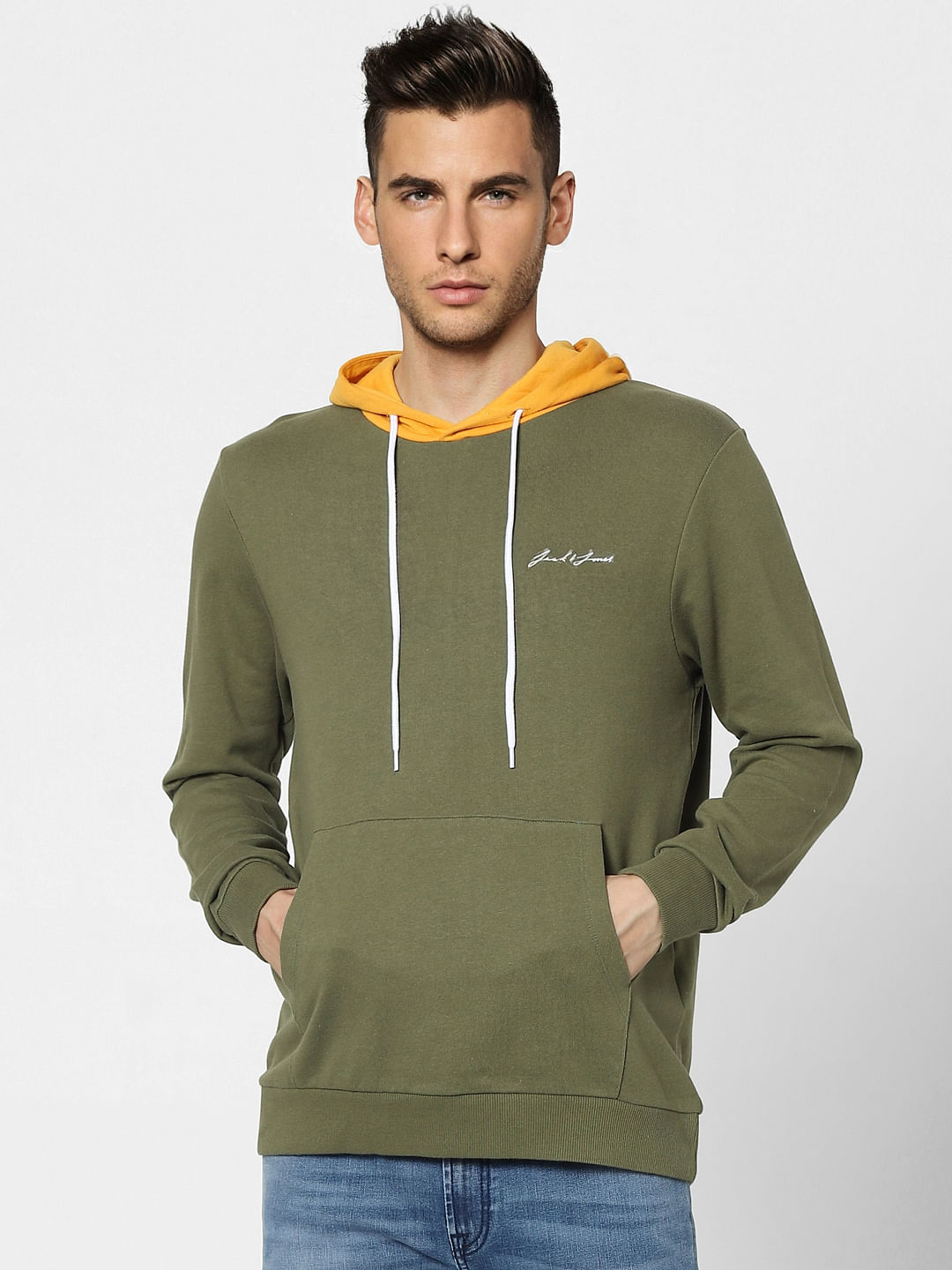 Green Contrast Hood sweatshirt