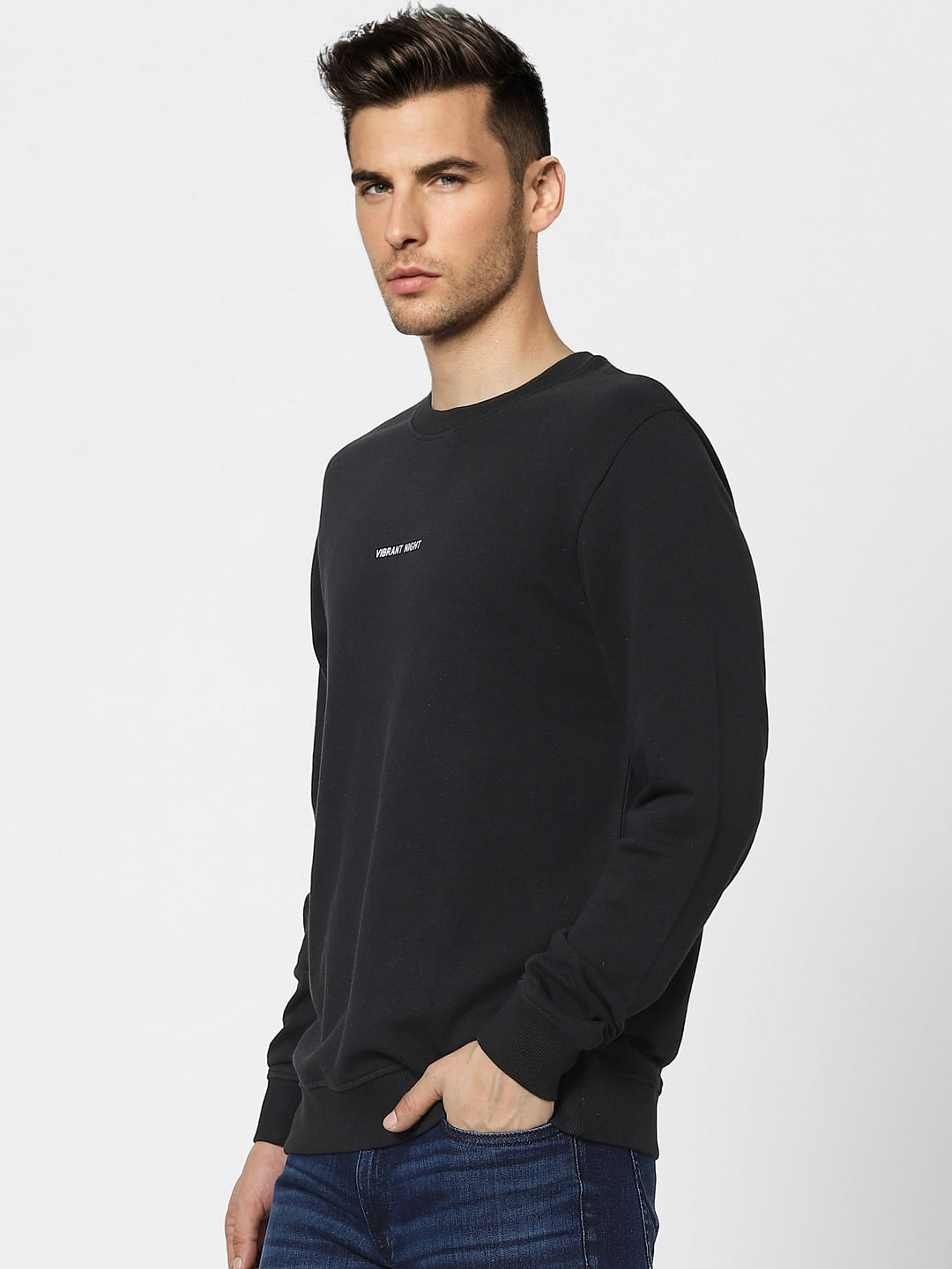 Black Text Print Sweatshirt