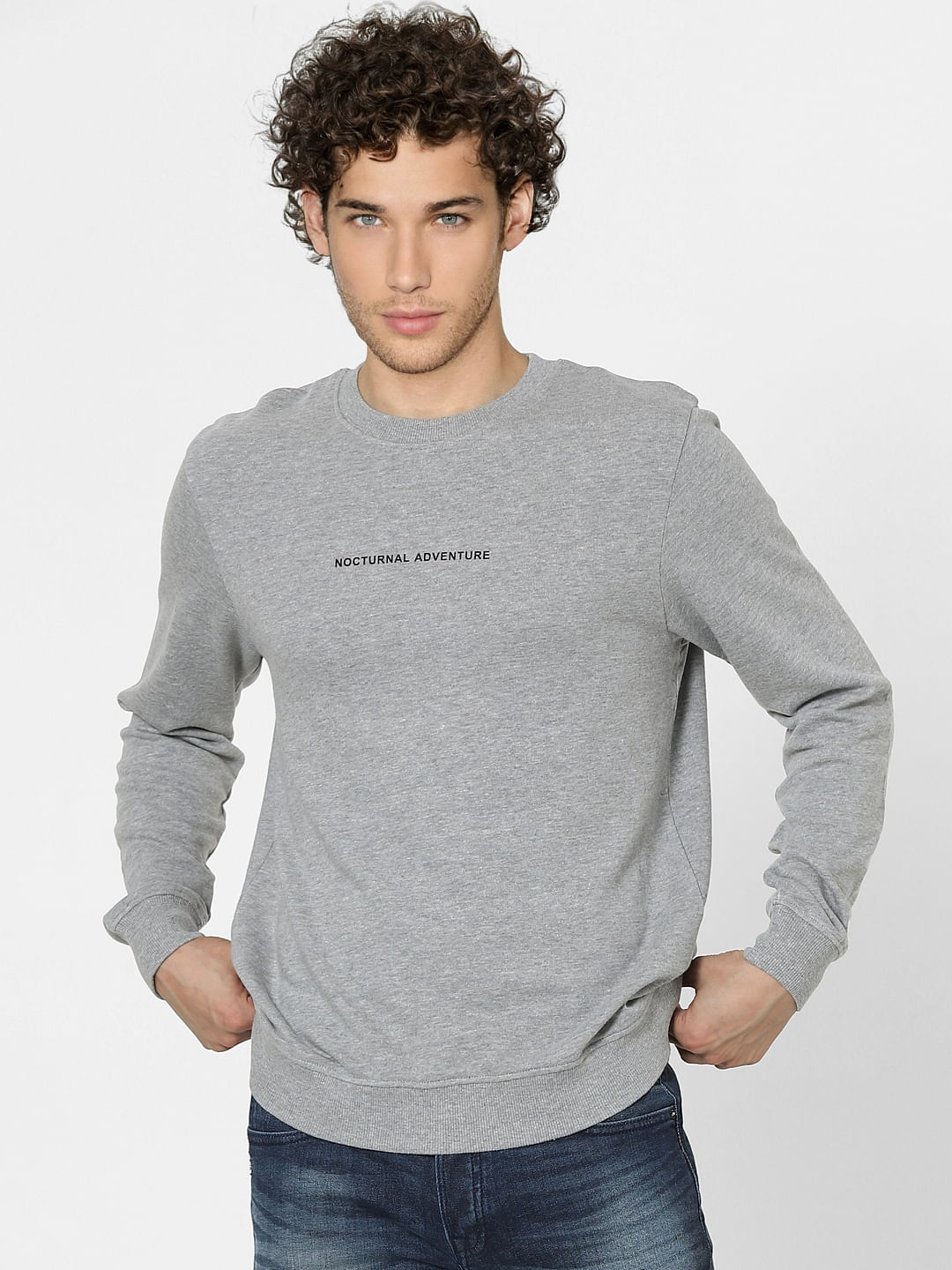 Grey Text Print Sweatshirt