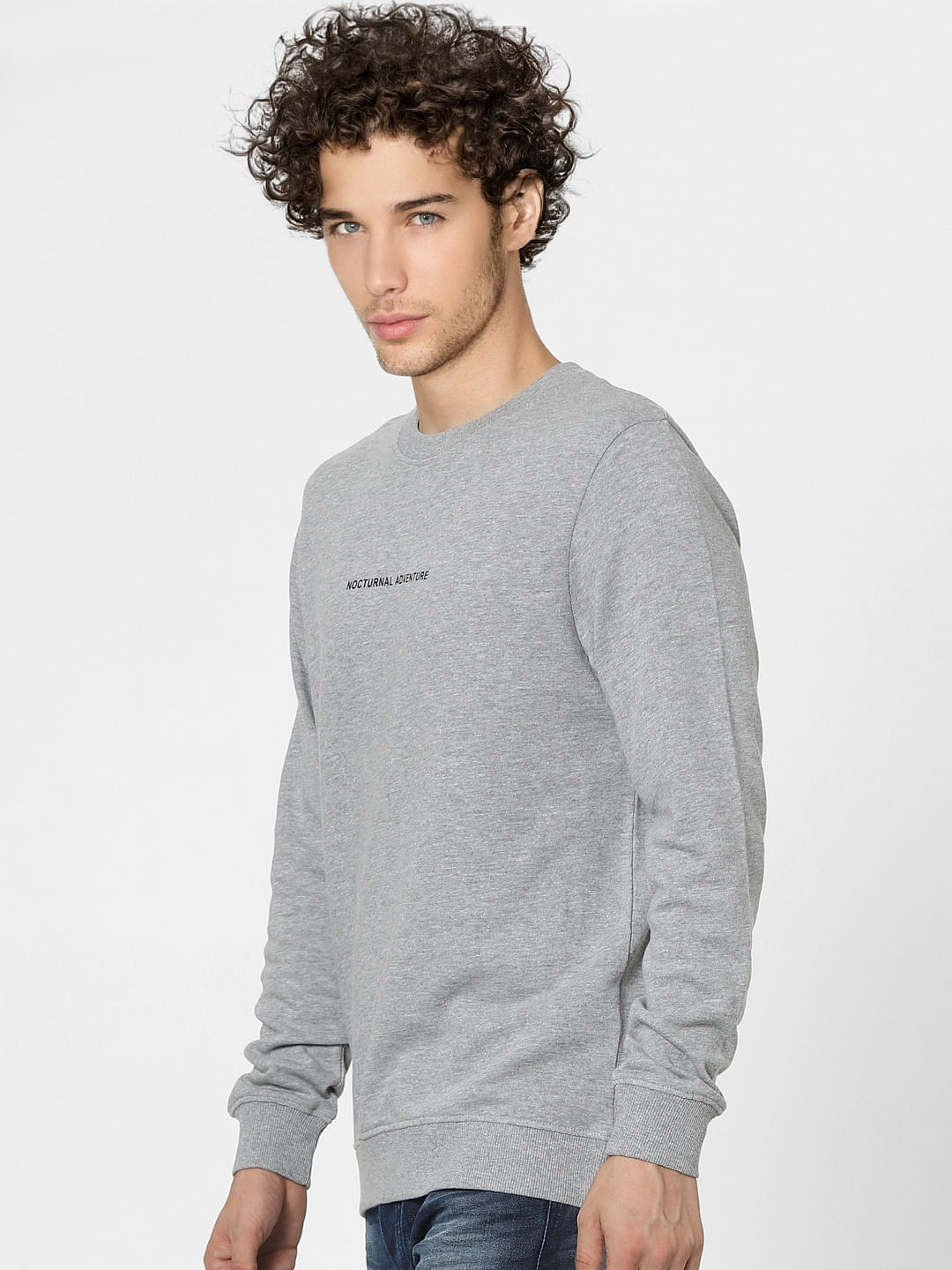 Grey Text Print Sweatshirt