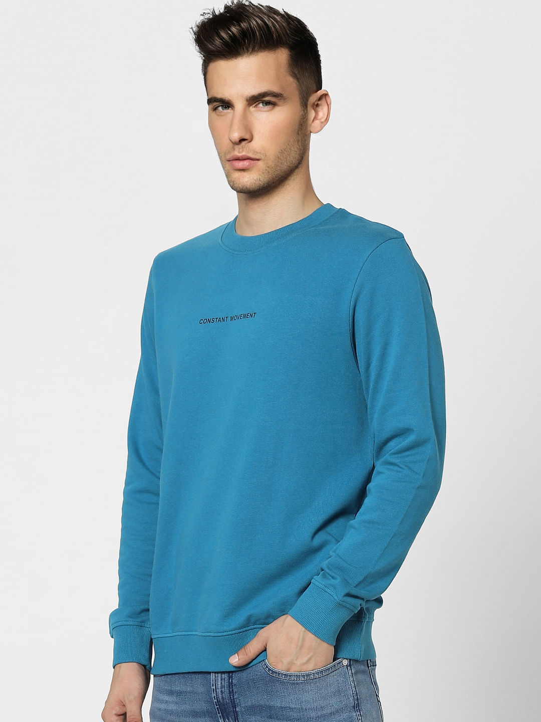 Blue Text Print Sweatshirt