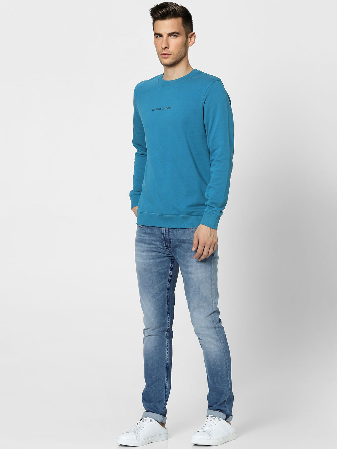 Blue Text Print Sweatshirt