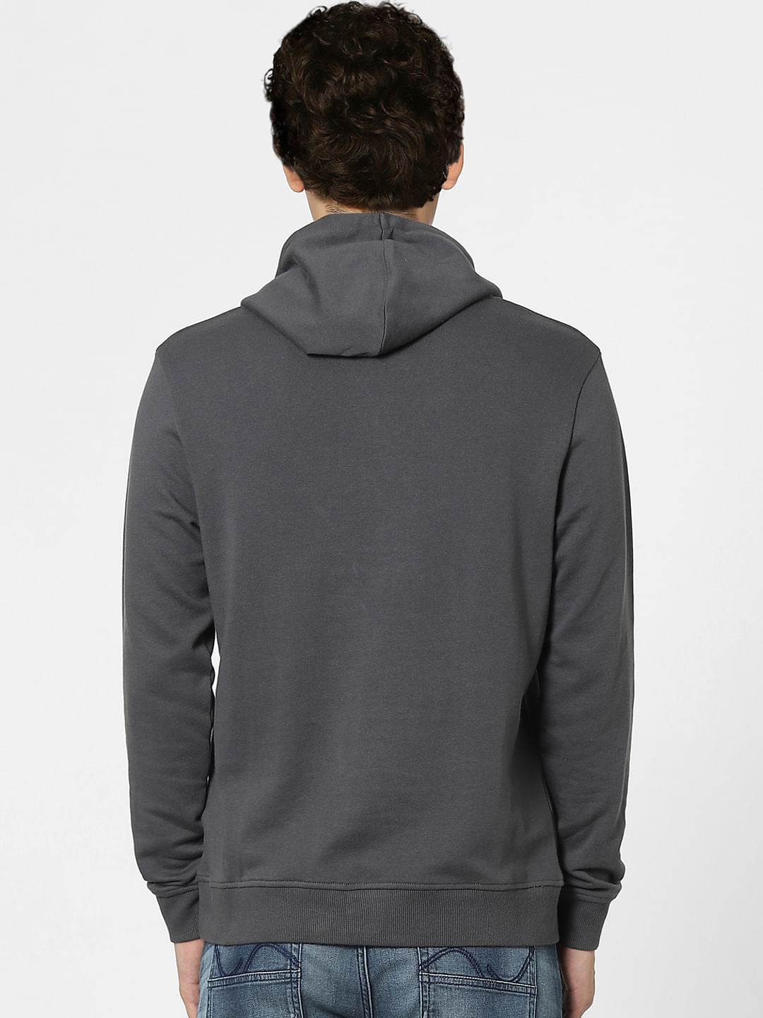 Grey Graphic Print Hooded Sweatshirt